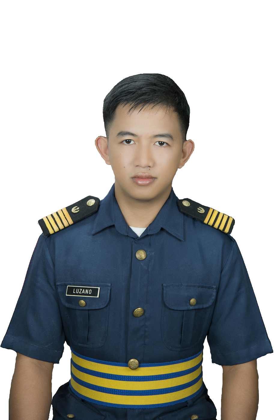 Clint Luzano in blue maritime uniform